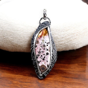 Orbicular Galaxy Rhyolite Sterling Silver Pendant   $85