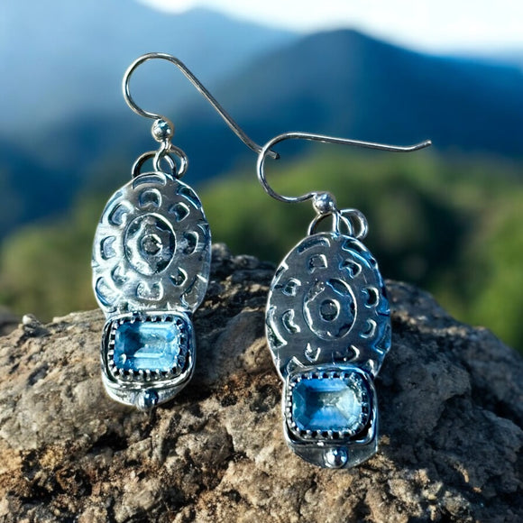 Blue Topaz Sterling Silver Earrings     $50