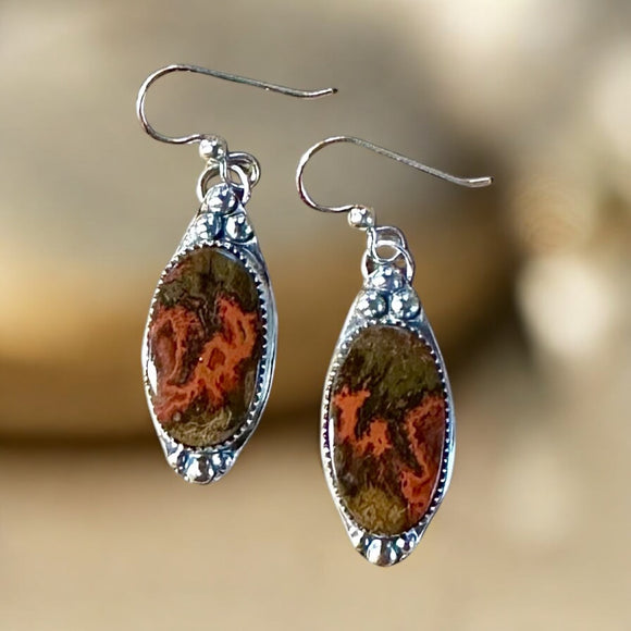 Seam Agate sterling silver earrings.   $50