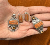 Agate and Sapphire sterling silver Pendant     $80