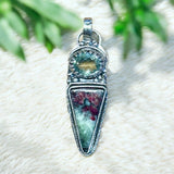 Eudialyte and  Praiseolite Sterling Silver Pendant.    $65