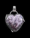 Purple Centipede Coral Heart  Sterling Silver Pendant.   $90