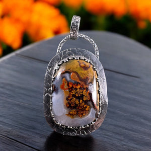 Moss Plume Agate Sterling Silver pendant.   $75