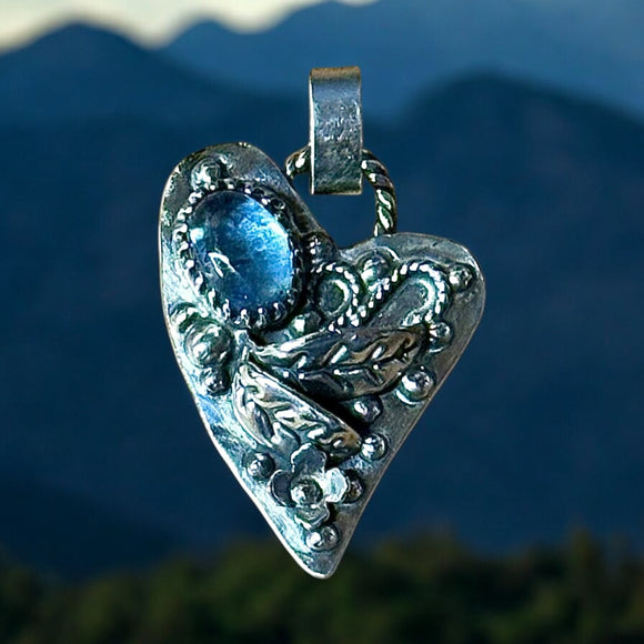 Aquamarine Sterling Silver Heart Pendant.   $65