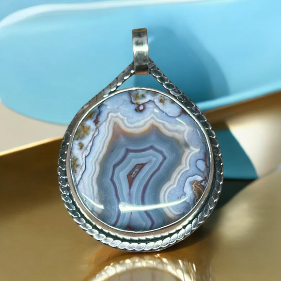 Moroccan Agate Sterling Silver Pendant.    $70