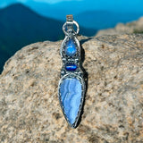 Blue Lace Agate , Kyanite and Moonstone Sterling Silver Pendant.    $70