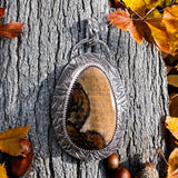 Petrified Calico Oak Sterling Silver Pendant.    $75