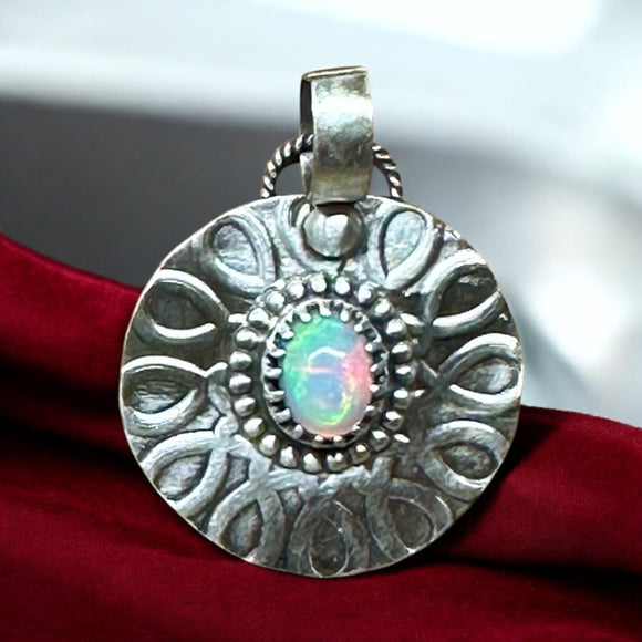 Ethiopian Opal Sterling Silver Pendant.  $55