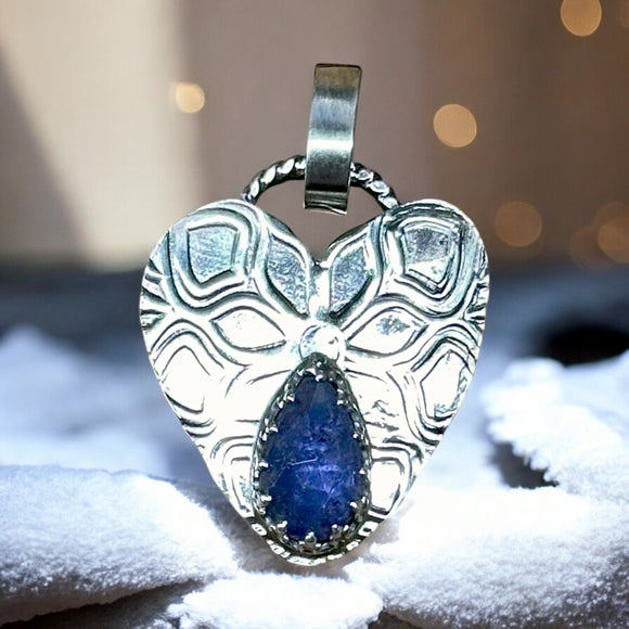 Tanzanite Sterling Silver Heart Pendant   $55