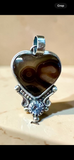 Agate Heart and White Sapphire sterling silver pendant.    $75