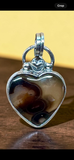 Agate Heart Sterling Silver Pendant.    $60