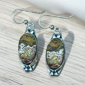 Crazy Lace Agate Sterling Silver Earrings.  $50