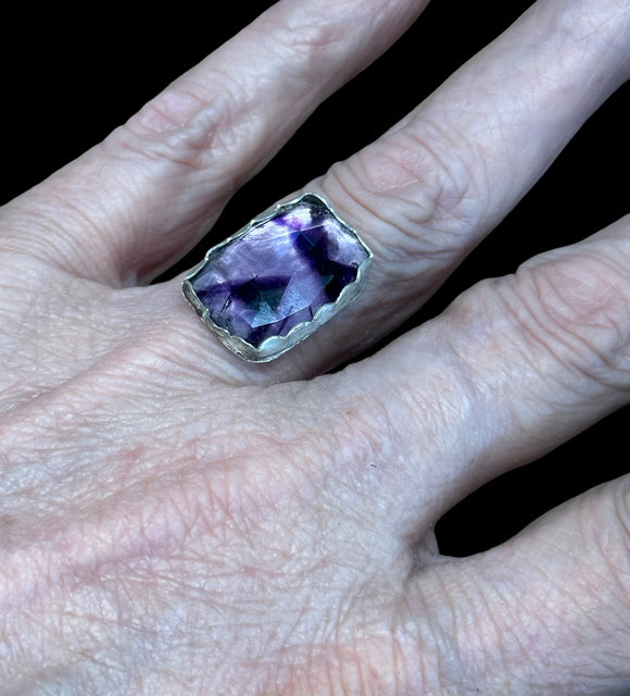 Trapiche Amethyst Sterling Silver RING SIZED TO ORDER    $50