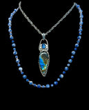 Labradorite and blue Kyanite sterling silver pendant.   $55