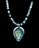 Carved labradorite sterling silver pendant and matching beaded necklace   $70