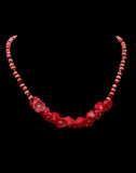Coral and Garnet Beaded Gemstone Necklace      $40