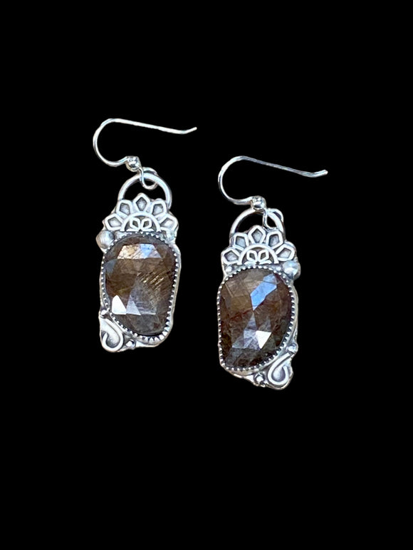 Chocolate Sapphire Sterling silver earrings.   $45
