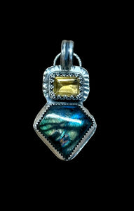 Labradorite and Citrine Sterling Silver small pendant.   $50