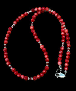 Coral Gemstone Sterling Silver Necklace    $30