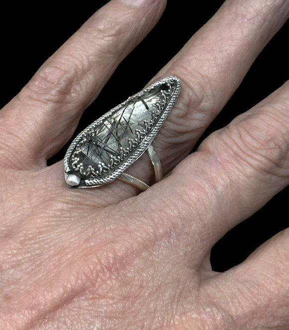 Tourmalinated Quartz Sterling Silver RING SIZED TO ORDER.    $55