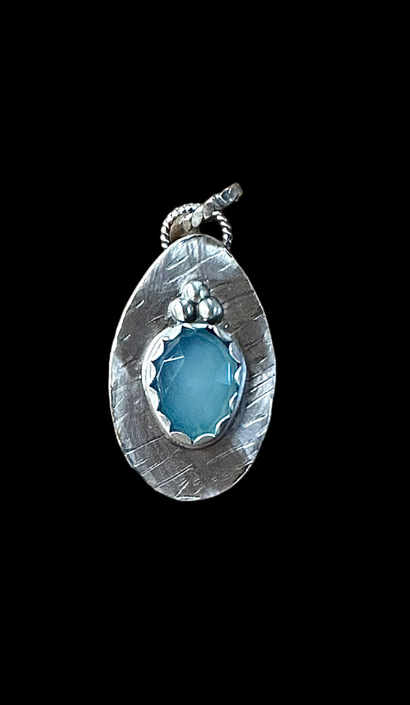 Blue Chalcedony Sterling Silver Pendant.   $55