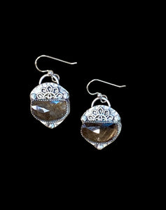 Chocolate Sapphire sterling silver earrings.   $45