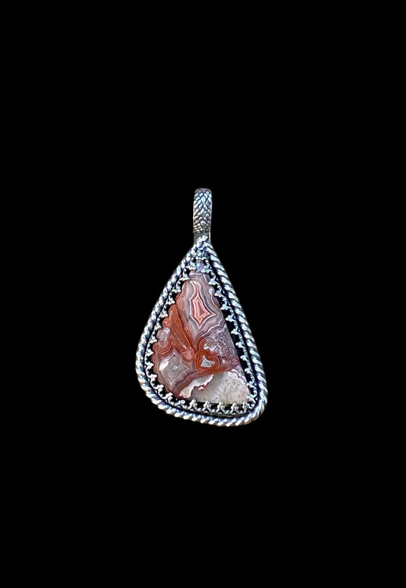 Crazy Lace Agate sterling silver pendant.   $65