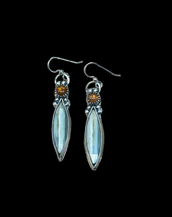 Blue Opal and Tourmaline Sterling Silver Earrings.   $50