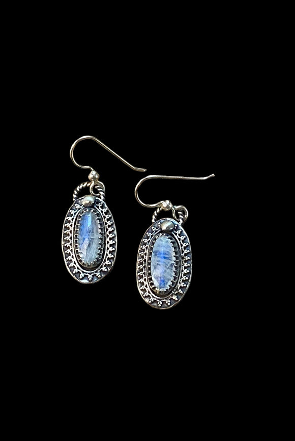 Rainbow Moonstone sterling silver earrings.   $40