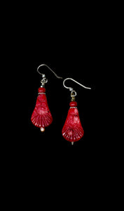 Carved Coral Sterling Silver Earrings.   $25