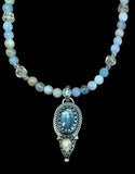Kyanite and Citrine Sterling Silver Pendant and aquamarine beaded necklace set.   $80