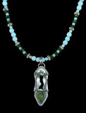 Praiseolite ( green amethyst ) and Aventurine sterling silver pendant and matching gemstone beaded necklace set.     $75