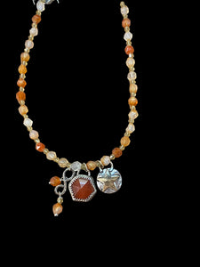 Carnelian multi Charms and Carnelian gemstone necklace     $45