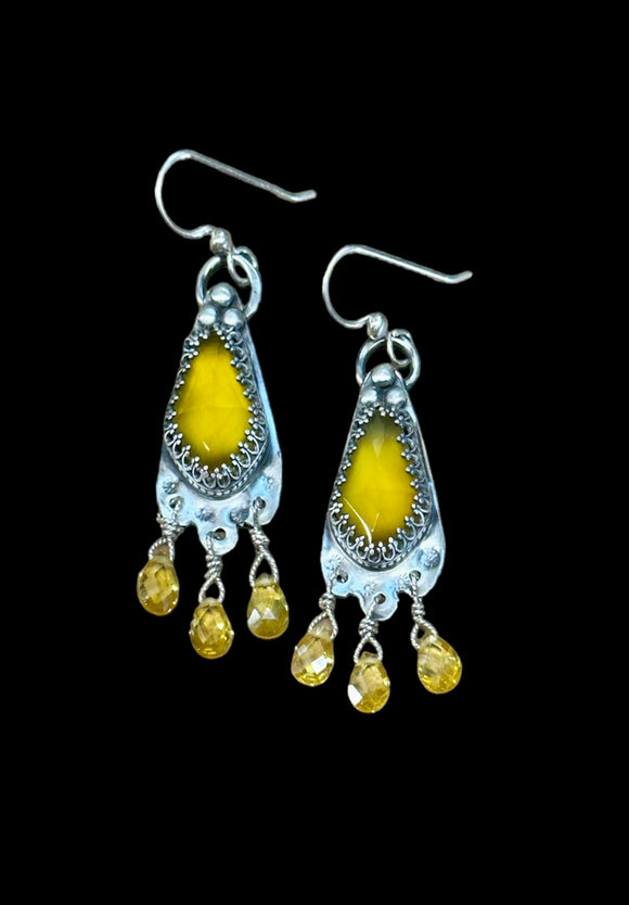 Chalcedony and citrine sterling silver earrings.    $50