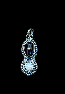 Tuxedo Agate and Moonstone Sterling Silver Pendant $55