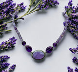 Lavender and Purple Amethyst Sterling Silver Pendant Necklace Set.     $80