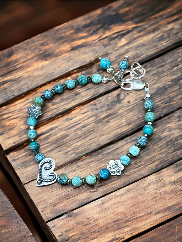 Turquoise and Sterling Silver adjustable Bracelet.    $50