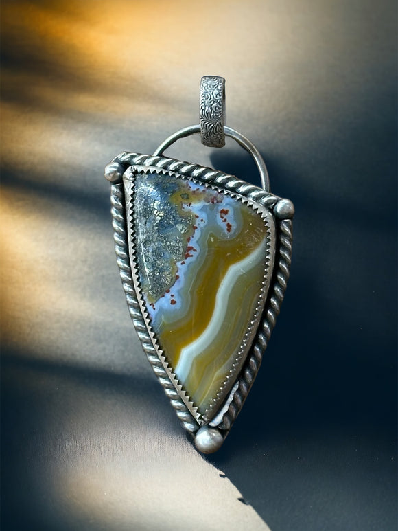 Indonesian Agate with Marcasite sterling silver pendant.   $65