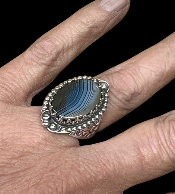 Botswana Agate Sterling Silver Ring.  $55