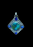 Azurite Chrysocolla and Kyanite Sterling Silver Pendant.   $75