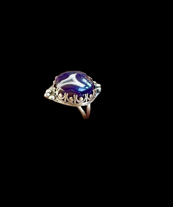 Purple Passion ( Parcelas) agate sterling silver RING SIZED TO ORDER.   $55