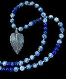 Lapis and Sodalite Sterling Silver Leaf Pendant/Necklace Set  $50