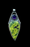 Reserved for ROSANNE Atlantasite and Amethyst Sterling Silver Pendant.   $80