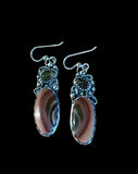 Imperial Jasper and Carved tourmaline Leaf sterling silver earrings.   $55
