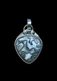 Zebra Calcite Sterling Silver pendant. $55