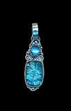 Carved Labradorite and Kyanite Sterling Silver Pendant.    $65