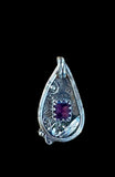 Amethyst Floral Sterling Silver Pendant.   $60