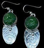Carved Aventurine Sterling Silver Earrings.  $50