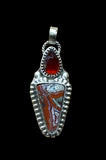 Crazy Lace Agate and Garnet sterling silver pendant.      $60