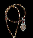 Sunstone and Garnet sterling silver pendant and matching gemstone necklace set.     $65